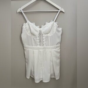 White Lace Bridal Romper Bustier Bachelorette Honeymoon Size L